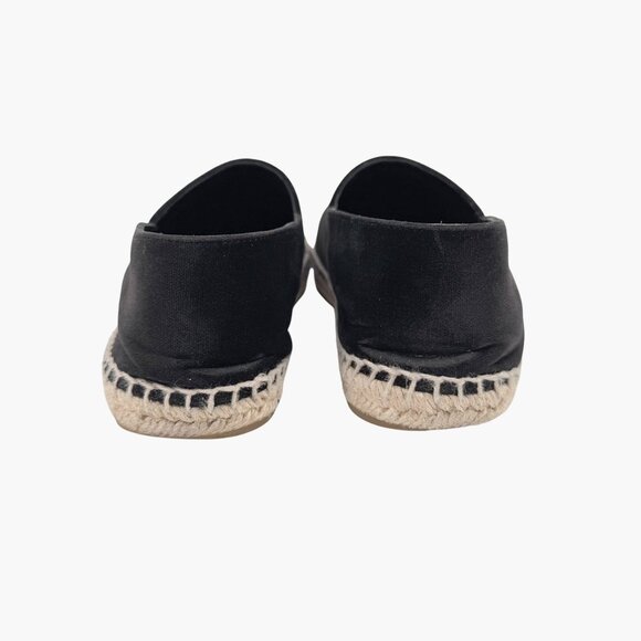 Chanel Logo Espadrilles EU 37 US 6-6.5 Black Velvet Rope Sole Slip On Flat Shoe - Picture 7 of 14